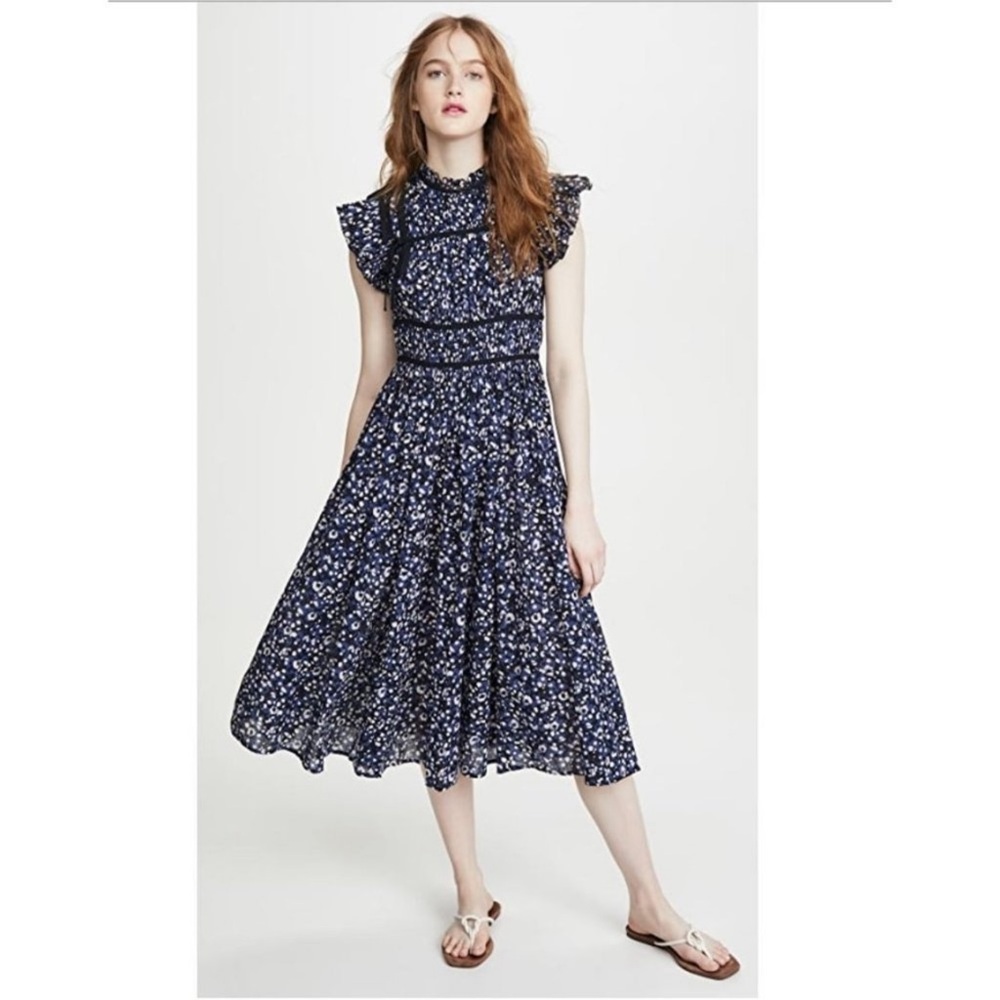 ULLA JOHNSON Amari Dress in Indigo Blue Sz 6